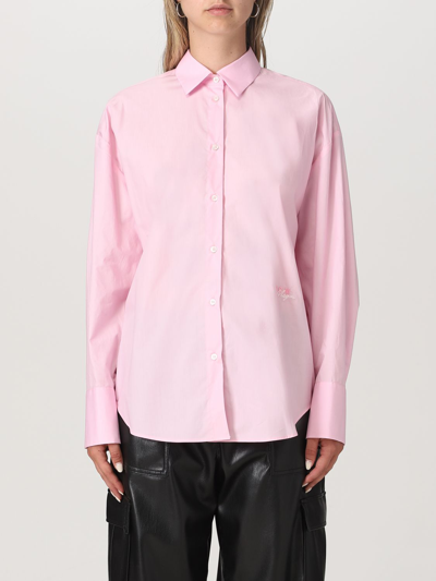Shop Msgm Cotton Shirt In Pink