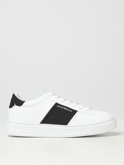 Shop Emporio Armani Sneakers In Leather And Rubber In White
