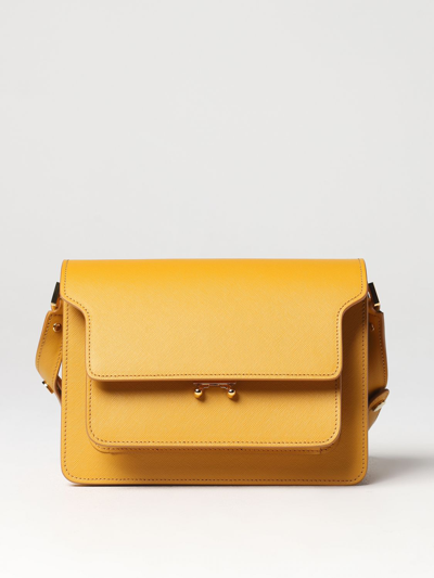 Shop Marni Trunk Bag In Saffiano Leather In Yellow
