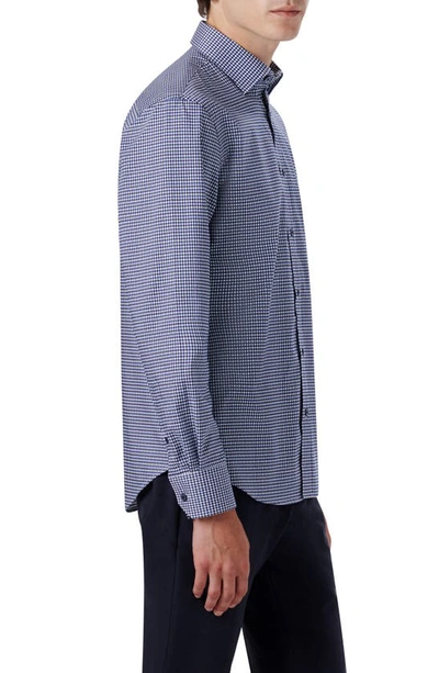 Shop Bugatchi Karl Classic Fit Check Print Stretch Cotton Button-up Shirt In Navy