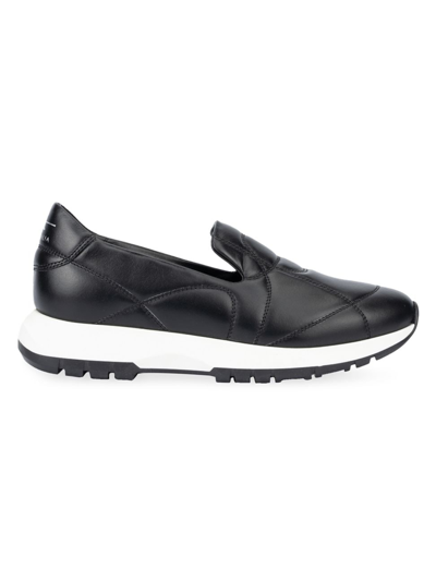 Shop Aquatalia Women's Katya Stitched Smooth Leather Sneakers In Black