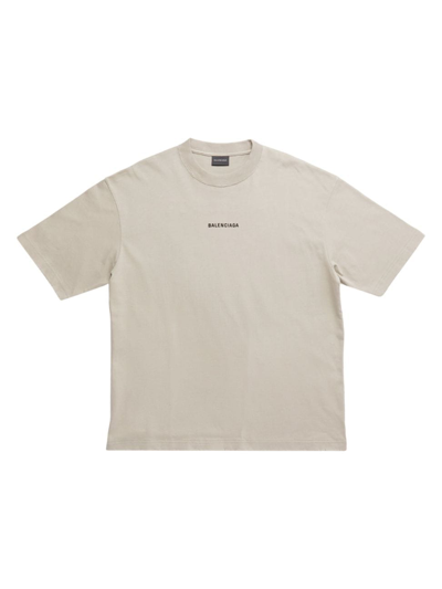Shop Balenciaga Men's Back T-shirt Medium Fit In Beige