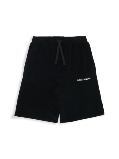 Shop Dolce & Gabbana Little Boy's & Boy's Logo Jersey Shorts In Black