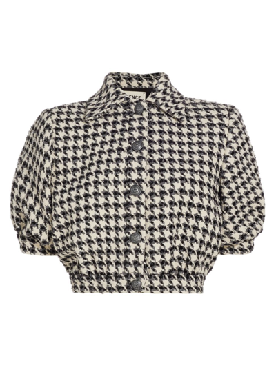 Shop L Agence Women's Cove Houndstooth Cropped Jacket In Latte Grey Black Houndstooth