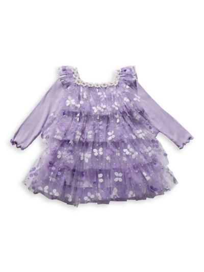 Shop Petite Hailey Baby Girl's, Little Girl's & Girl's Butterfly Layered Tulle Dress In Purple