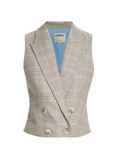 Shop L Agence Women's Fable Plaid Double-breasted Vest In Ivory Neutral Multi