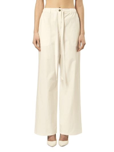 Shop Interior Women's The Clarence Cotton Wide-leg Pants In White Out
