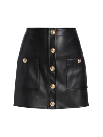 Shop L Agence Women's Truman Faux Leather Miniskirt In Black