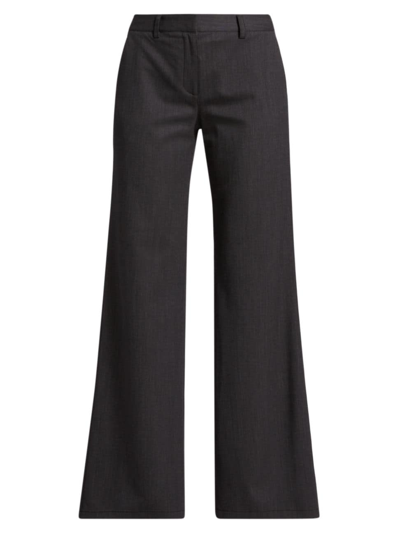 Shop Twp Women's Howard Stretch Cotton Twill Wide-leg Pants In Dark Charcoal Grey