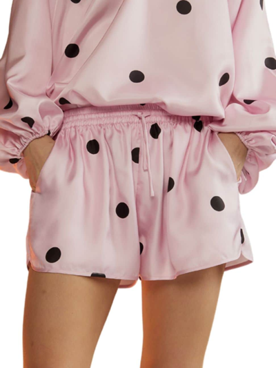 Shop Cynthia Rowley Women's Alice Polka Dot Silk Shorts In Black Pink