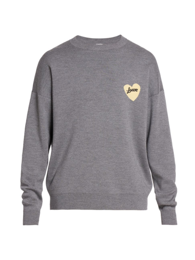 Shop Loewe Men's Heart Logo Sweater In Grey