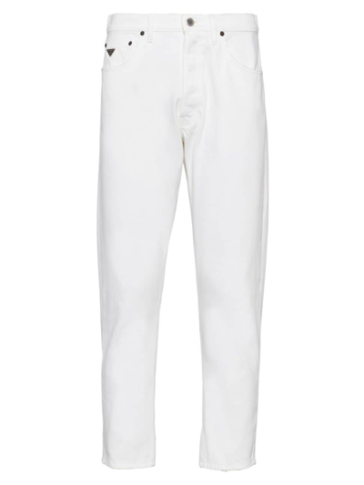 Shop Prada Men's Five-pocket Bull Denim Jeans In White