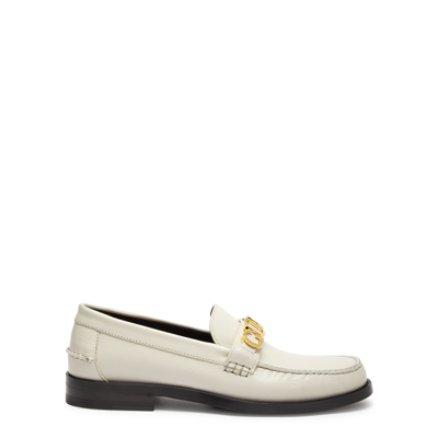 Shop Gucci Cara Logo Leather Loafers In White