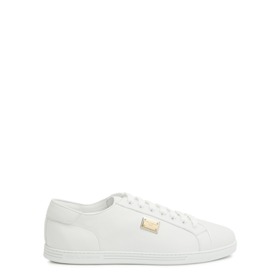 Shop Dolce & Gabbana St Tropez Leather Sneakers In White