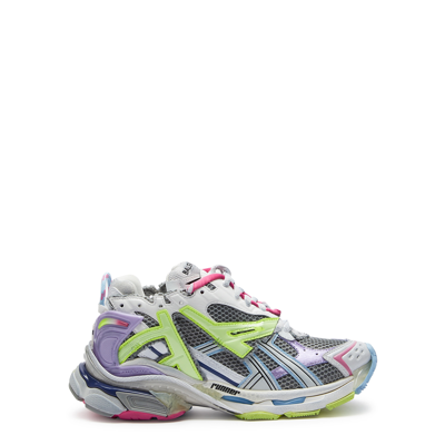 Shop Balenciaga Runner Distressed Panelled Mesh Sneakers In Multicoloured