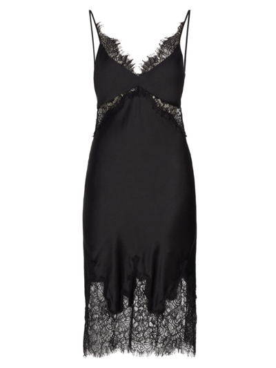 Shop L Agence Women's Scotlyn Silk & Lace Slipdress In Black