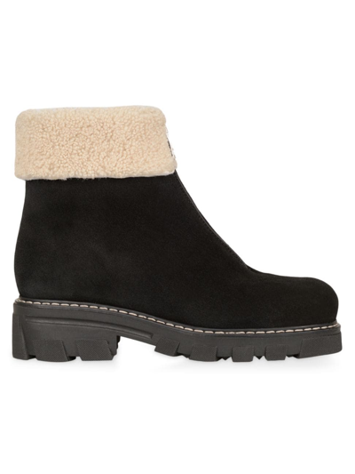 Shop La Canadienne Women's Abba 38mm Suede & Shearling Lug-sole Boots In Black