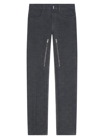 Shop Givenchy Men's Jeans In 4g Denim With Zippers In Charcoal
