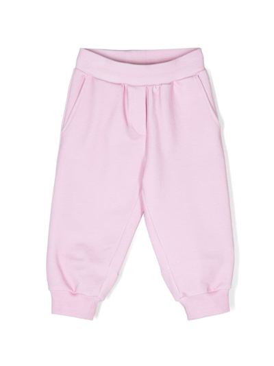 Shop Monnalisa Bow-appliqué Cotton Track Pants In Pink