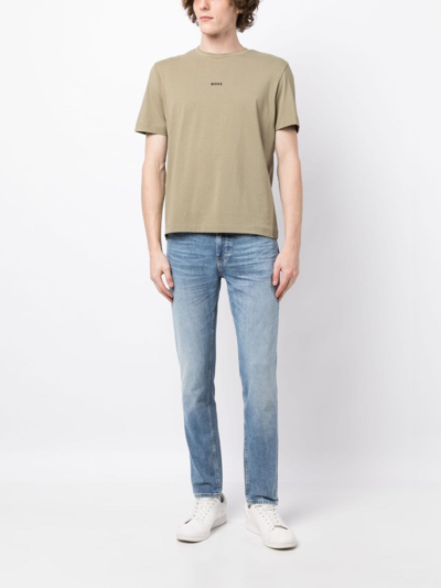 Hugo Boss Logo-print Crew-neck T-shirt In Green