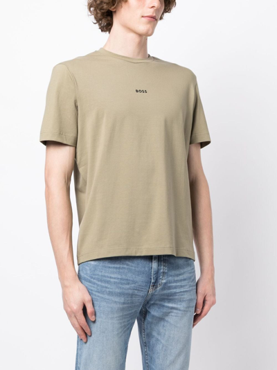 Hugo Boss Logo-print Crew-neck T-shirt In Green