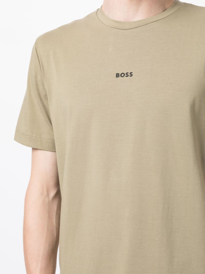Hugo Boss Logo-print Crew-neck T-shirt In Green