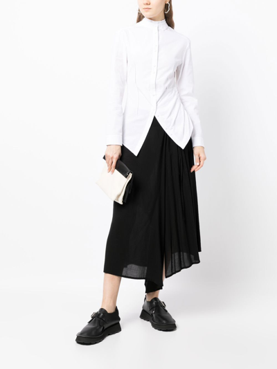 Shop Isabel Benenato Long-sleeve Asymmetric Shirt In White