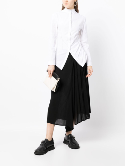 Isabel Benenato Long-sleeve Asymmetric Shirt In White