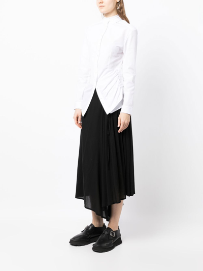 Isabel Benenato Long-sleeve Asymmetric Shirt In White
