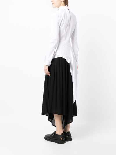 Shop Isabel Benenato Long-sleeve Asymmetric Shirt In White