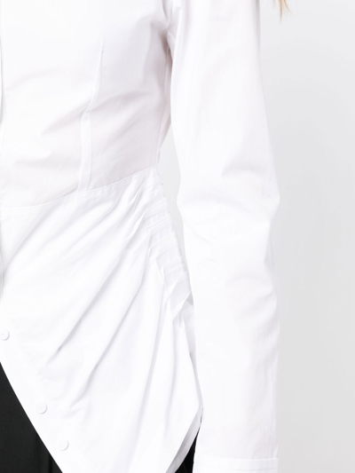 Isabel Benenato Long-sleeve Asymmetric Shirt In White