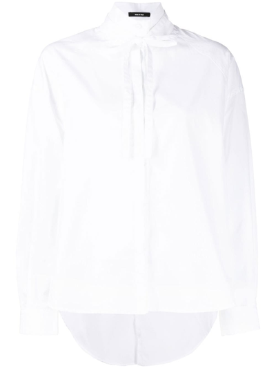 Shop Isabel Benenato Long-sleeve Cotton Shirt In White