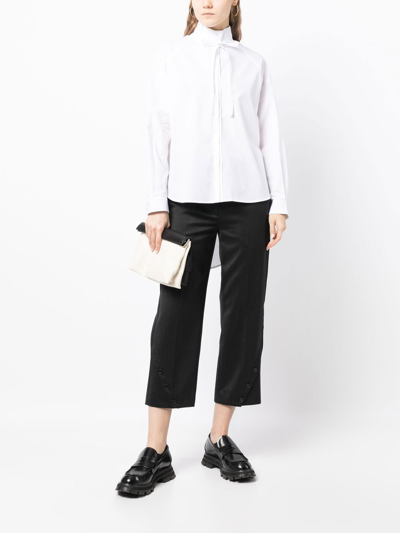 Shop Isabel Benenato Long-sleeve Cotton Shirt In White