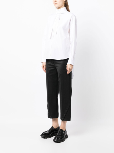 Shop Isabel Benenato Long-sleeve Cotton Shirt In White