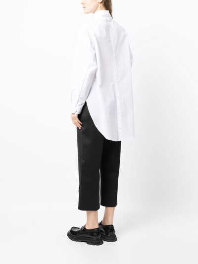 Shop Isabel Benenato Long-sleeve Cotton Shirt In White