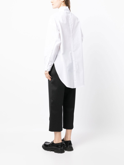 Isabel Benenato Long-sleeve Cotton Shirt In White