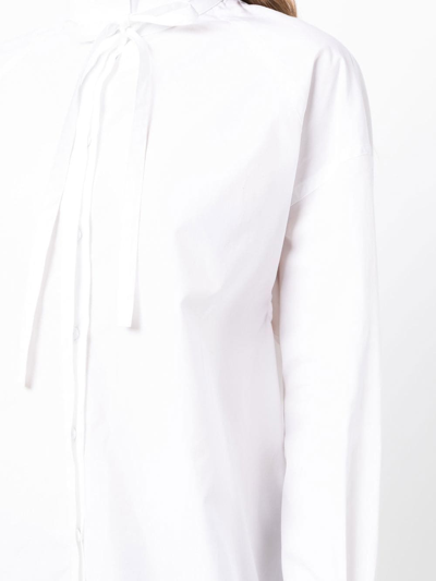 Shop Isabel Benenato Long-sleeve Cotton Shirt In White