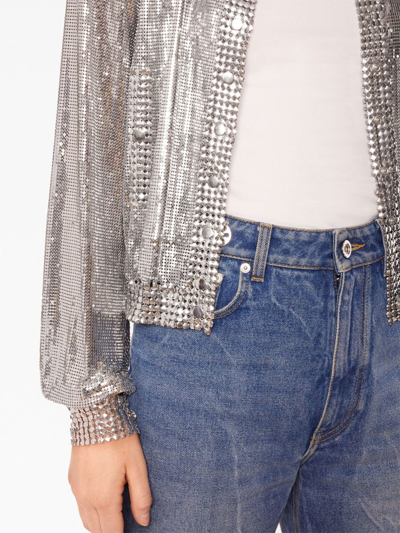 Shop Rabanne Pixel Chainmail-mesh Bomber Jacket In Silver