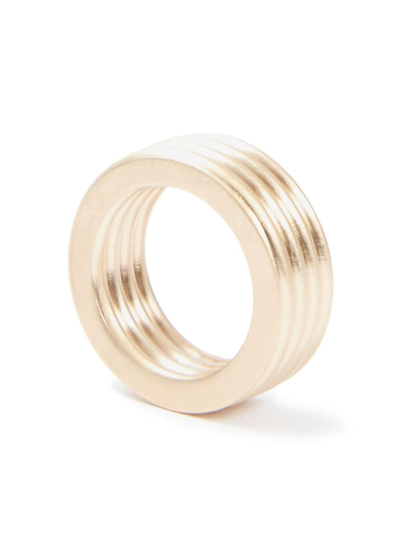 Maison Margiela Polished Ribbed Ring In Yellow