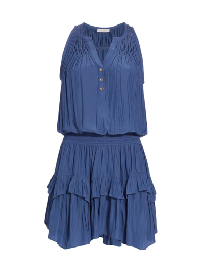 Shop Ramy Brook Women's Stella Blouson Minidress In True Blue