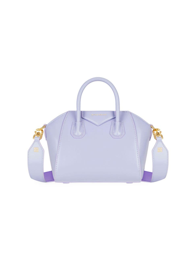 Shop Givenchy Women's Antigona Toy Op Handle Bag In Box Leather In Lavender