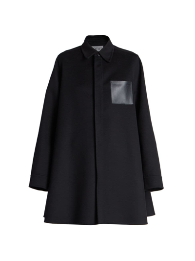 Shop Loewe Women's Wool-blend Trapeze Coat In Black
