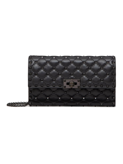 Shop Valentino Women's Rockstud Spike Crossbody Nappa Leather Bag In Black