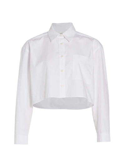 Shop Ba&sh Women's Delga Cropped Pocket Shirt In Blanc