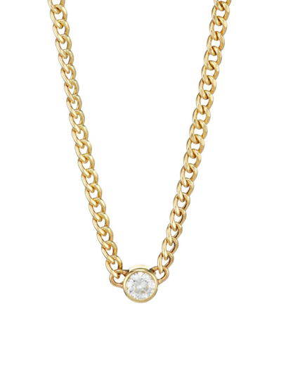Shop Zoë Chicco Women's 14k Yellow Gold & Diamond Solitaire Pendant Necklace