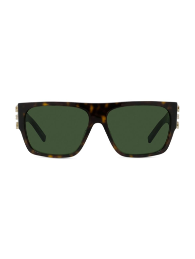 Shop Givenchy Men's 4g Rectangular Sunglasses In Dark Havana Smoke