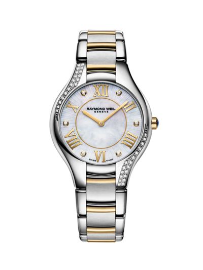 Shop Raymond Weil Women's Noemia Two-tone Stainless Steel & 0.199 Tcw Diamond Bracelet Watch/32mm