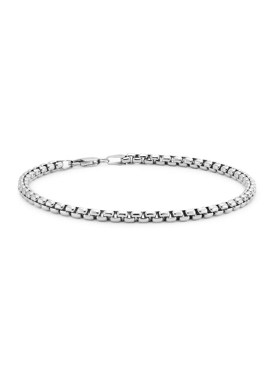 Shop Saks Fifth Avenue Men's Collection Sterling Silver Shiny Lite Round Box Chain Bracelet