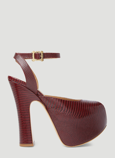 Shop Vivienne Westwood Vargas Elevated Platform Peep Toe Heels In Burgundy