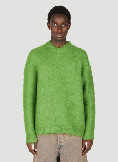 Shop Acne Studios Fuzzy Knit Sweater In Green
